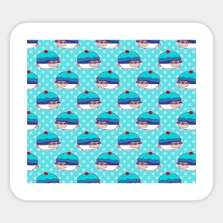 Blue Cupcake Pug Polk-a-dots Pattern Sticker